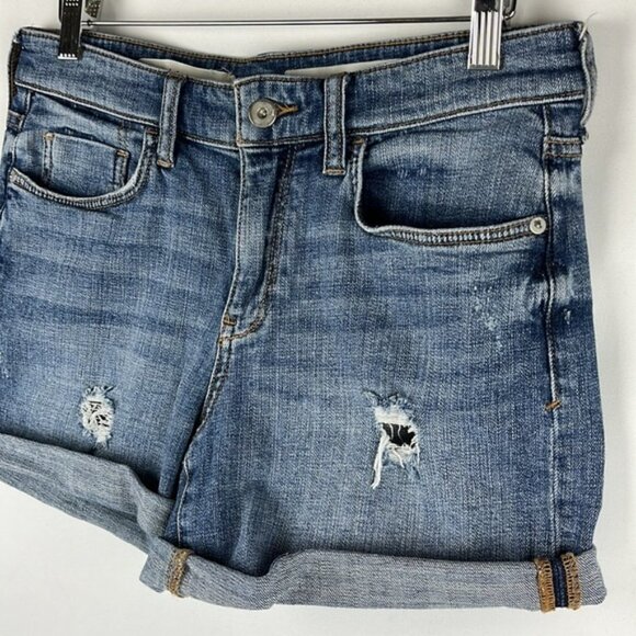Anthropologie‎ Pilcro Mid Rise Slim Boyfriend Distressed Denim Shorts Size 27 - Picture 5 of 12